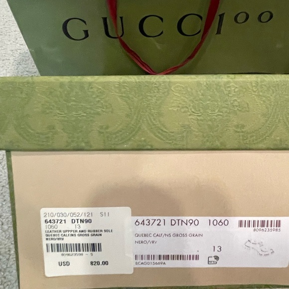 Gucci Men’s Sz 13 Leather Upper and Runner Sole Quebec Calf - Picture 6 of 9